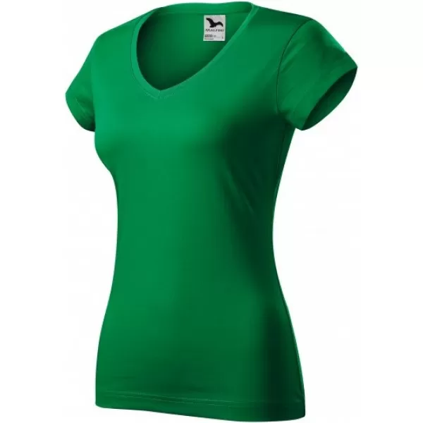  Női póló MALFINI FIT V-NECK 162 KÖZÉPZÖLD 