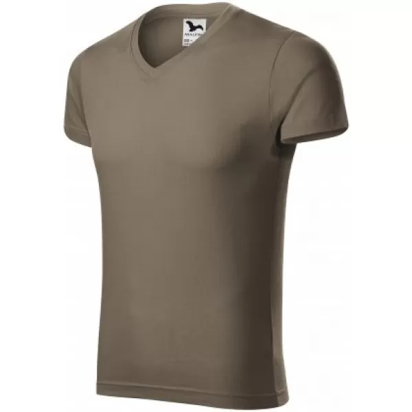  Férfi póló MALFINI SLIM FIT V-NECK 146 HADSEREGEK 