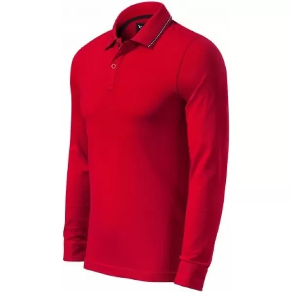  Férfi póló hosszú ujjal és gallérral MALFINI PREMIUM CONTRAST STRIPE LS 258 PIROS KÉPLET 
