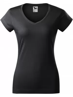 Női póló MALFINI FIT V-NECK 162 ÉBENFA SZÜRKE