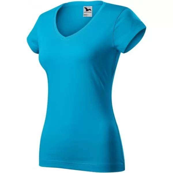  Női póló MALFINI FIT V-NECK 162 TÜRKIZ 