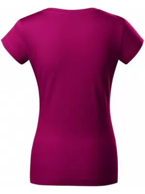 Női póló MALFINI FIT V-NECK 162 FUKSZIA VÖRÖS