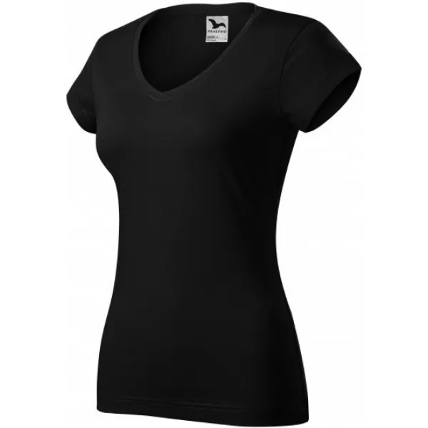  Női póló MALFINI FIT V-NECK 162 FEKETE 