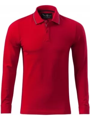 Férfi póló hosszú ujjal és gallérral MALFINI PREMIUM CONTRAST STRIPE LS 258 PIROS KÉPLET