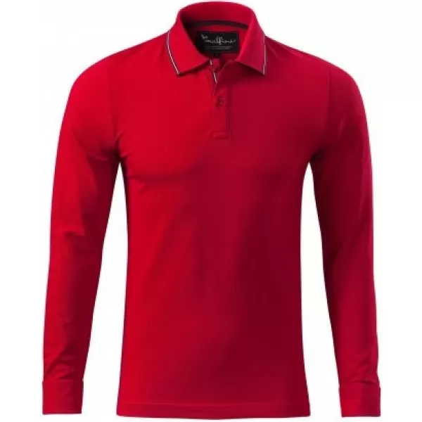  Férfi póló hosszú ujjal és gallérral MALFINI PREMIUM CONTRAST STRIPE LS 258 PIROS KÉPLET 