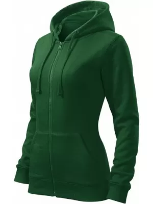Női pulóver MALFINI TRENDY ZIPPER 411 ÜVEG ZÖLD