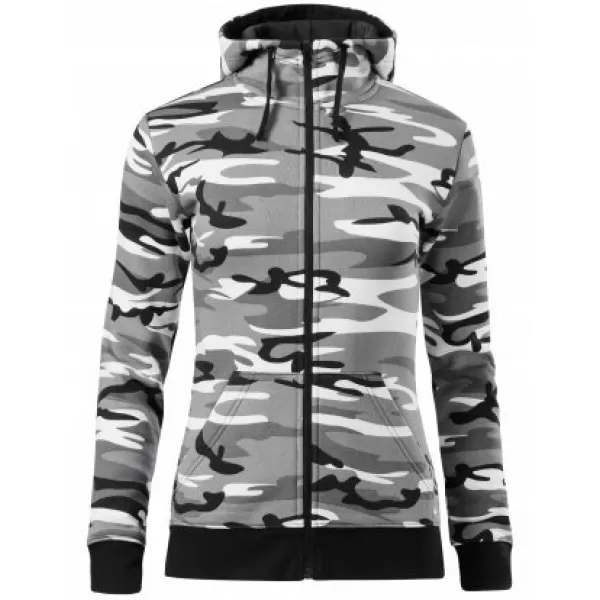  Női pulóver MALFINI CAMO ZIPPER C20 TEREPSZÍNŰ SZÜRKE 