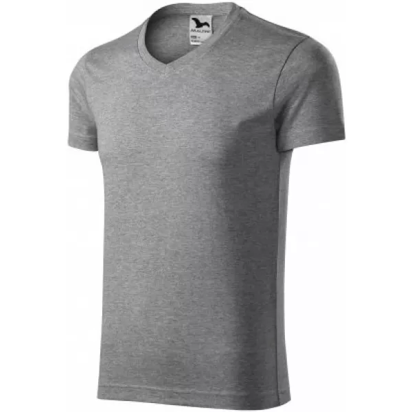  Férfi póló MALFINI SLIM FIT V-NECK 146 SÖTÉTSZÜRKE KIEMELÉSEK 