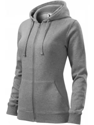 Női pulóver MALFINI TRENDY ZIPPER 411 SÖTÉTSZÜRKE KIEMELÉSEK