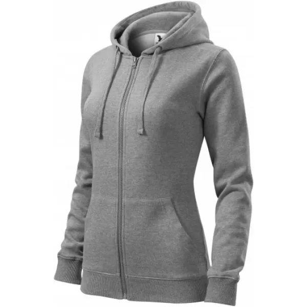  Női pulóver MALFINI TRENDY ZIPPER 411 SÖTÉTSZÜRKE KIEMELÉSEK 