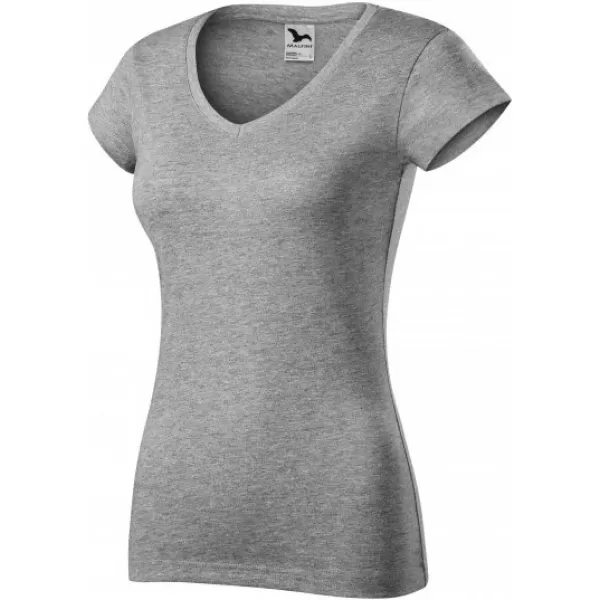  Női póló MALFINI FIT V-NECK 162 SÖTÉTSZÜRKE KIEMELÉSEK 