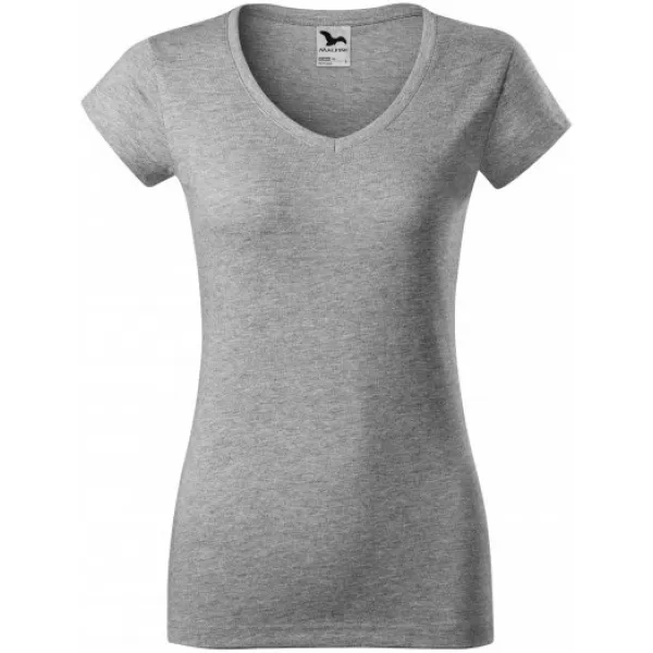  Női póló MALFINI FIT V-NECK 162 SÖTÉTSZÜRKE KIEMELÉSEK 