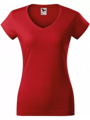 Női póló MALFINI FIT V-NECK 162 PIROS