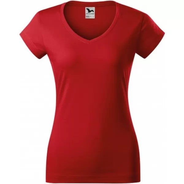  Női póló MALFINI FIT V-NECK 162 PIROS 