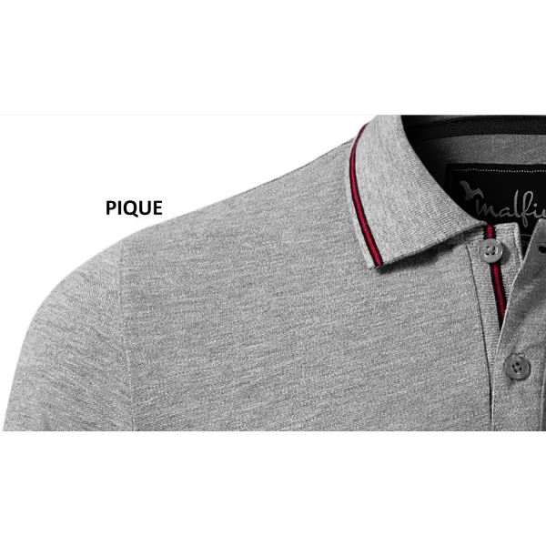 Férfi póló hosszú ujjal és gallérral MALFINI PREMIUM CONTRAST STRIPE LS 258 SÖTÉTSZÜRKE KIEMELÉSEK 