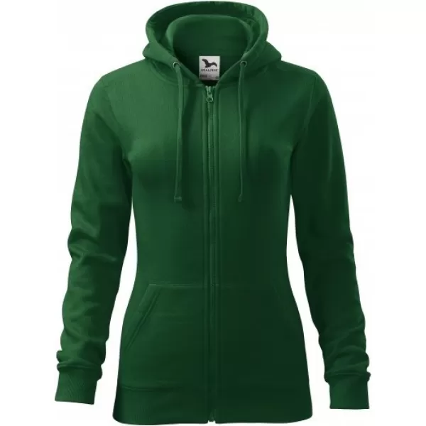  Női pulóver MALFINI TRENDY ZIPPER 411 ÜVEG ZÖLD 