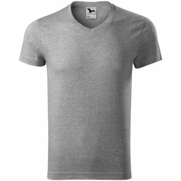  Férfi póló MALFINI SLIM FIT V-NECK 146 SÖTÉTSZÜRKE KIEMELÉSEK 