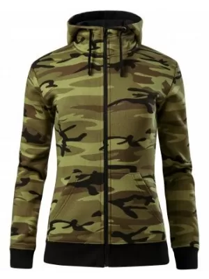 Női pulóver MALFINI CAMO ZIPPER C20 TEREPSZÍNŰ ZÖLD