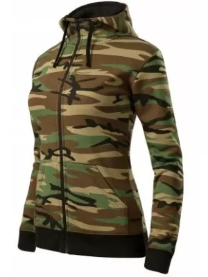 Női pulóver MALFINI CAMO ZIPPER C20 TEREPSZÍNŰ BARNA