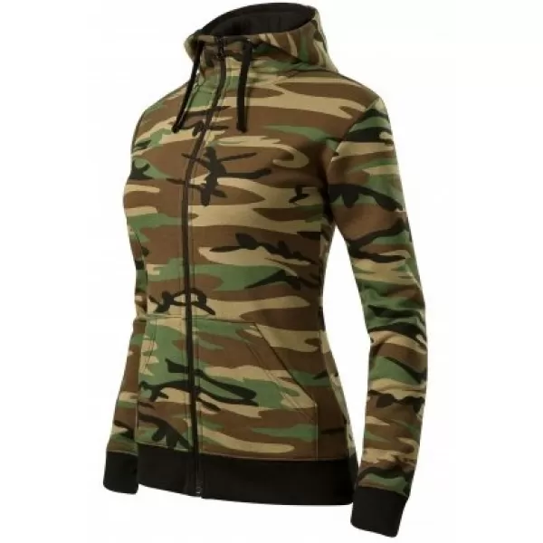  Női pulóver MALFINI CAMO ZIPPER C20 TEREPSZÍNŰ BARNA 