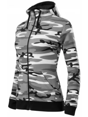 Női pulóver MALFINI CAMO ZIPPER C20 TEREPSZÍNŰ SZÜRKE