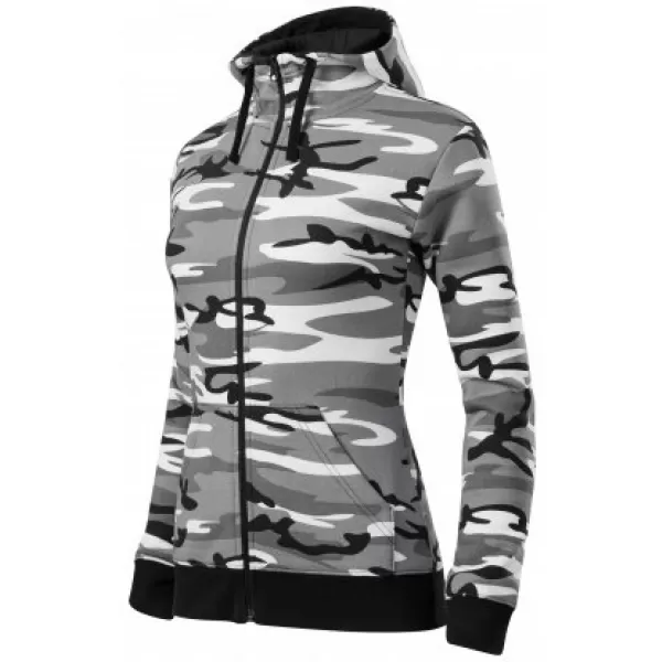  Női pulóver MALFINI CAMO ZIPPER C20 TEREPSZÍNŰ SZÜRKE 