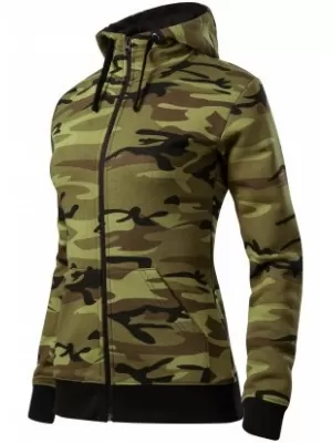 Női pulóver MALFINI CAMO ZIPPER C20 TEREPSZÍNŰ ZÖLD