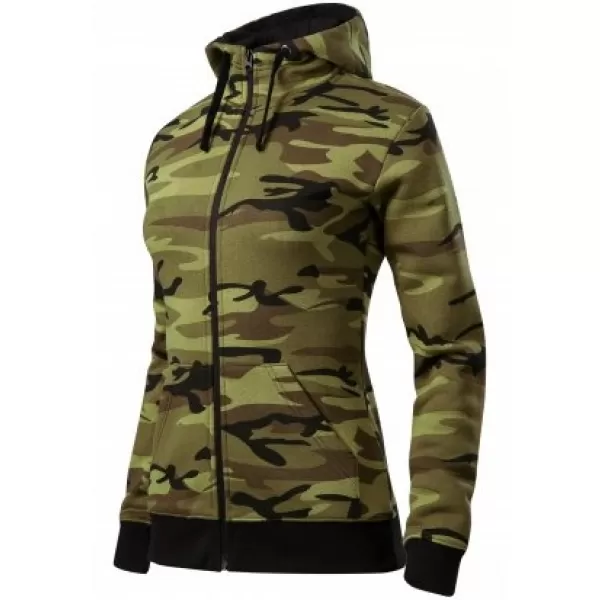  Női pulóver MALFINI CAMO ZIPPER C20 TEREPSZÍNŰ ZÖLD 