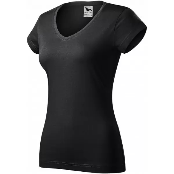  Női póló MALFINI FIT V-NECK 162 ÉBENFA SZÜRKE 