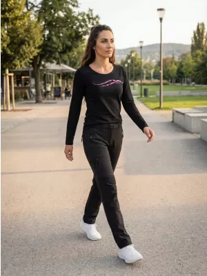 Dámské triko s dlouhým rukávem ALTISPORT CARRYOVER ALW001169 ČERNORŮŽOVÁ