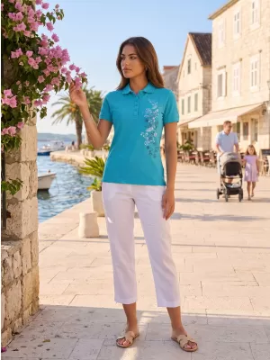 Dámské triko s límečkem ALTISPORT CARRYOVER ALW029210 TYRKYSOVÁ