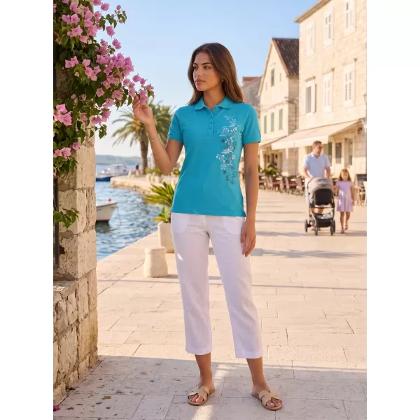  Dámské triko s límečkem ALTISPORT CARRYOVER ALW029210 TYRKYSOVÁ 