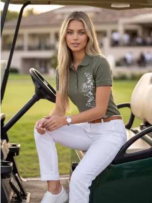 Dámské triko s límečkem ALTISPORT CARRYOVER ALW029210 KHAKI