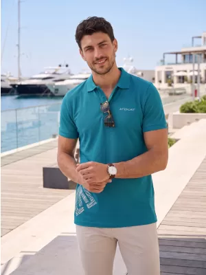 Férfi póló gallérral ALTISPORT ALM013203 SÖTÉT TÜRKIZ