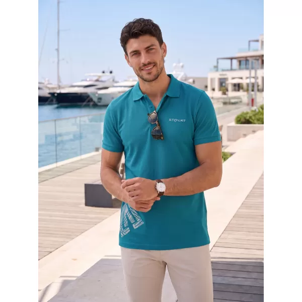  Férfi póló gallérral ALTISPORT ALM013203 SÖTÉT TÜRKIZ 