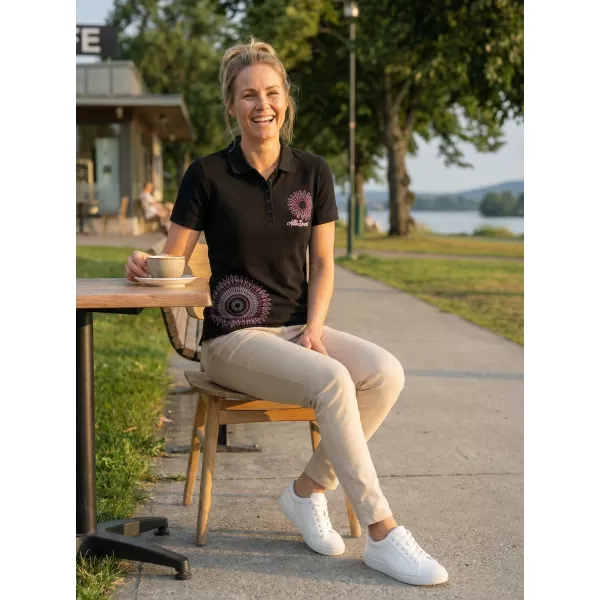  Női póló gallérral ALTISPORT ALW024210 FEKETE RÓZSASZÍN 