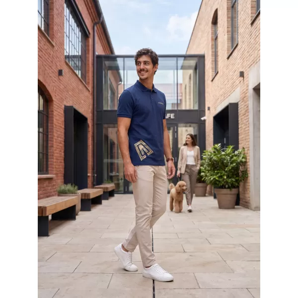  Férfi póló gallérral ALTISPORT ALM013203 ÉJFÉLKÉK/ARANY 