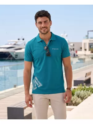 Férfi póló gallérral ALTISPORT ALM013203 SÖTÉT TÜRKIZ