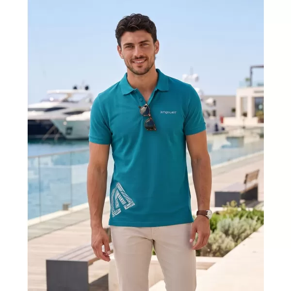 Férfi póló gallérral ALTISPORT ALM013203 SÖTÉT TÜRKIZ 