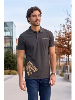 Férfi póló gallérral ALTISPORT ALM013203 ANTRACIT KIEMELÉS