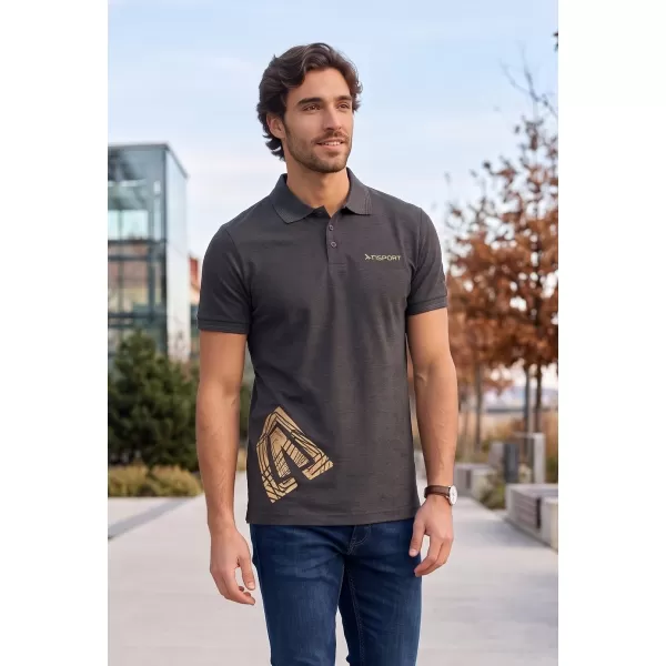  Férfi póló gallérral ALTISPORT ALM013203 ANTRACIT KIEMELÉS 