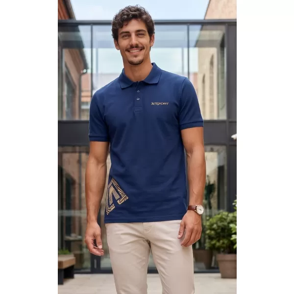  Férfi póló gallérral ALTISPORT ALM013203 ÉJFÉLKÉK/ARANY 