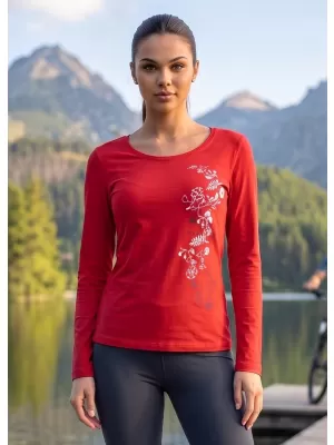 Dámské triko s dlouhým rukávem ALTISPORT CARRYOVER ALW029169 ČERVENÁ
