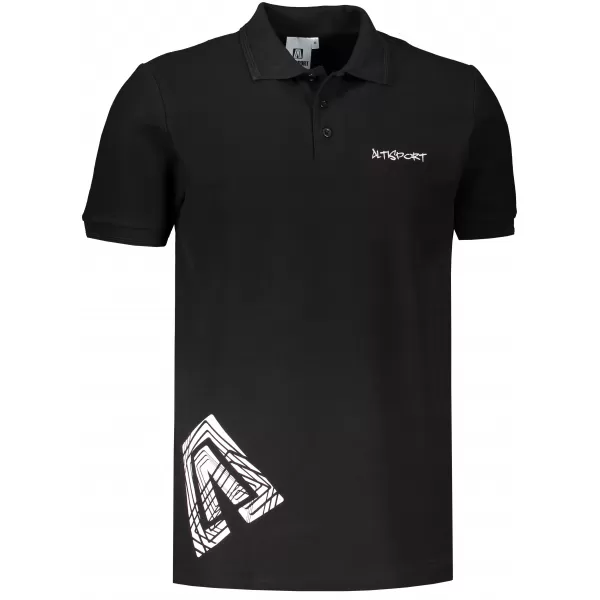  Férfi póló gallérral ALTISPORT ALM013203 FEKETE ÉS FEHÉR 