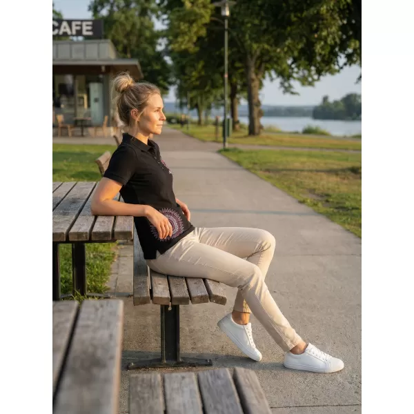  Női póló gallérral ALTISPORT ALW024210 FEKETE RÓZSASZÍN 
