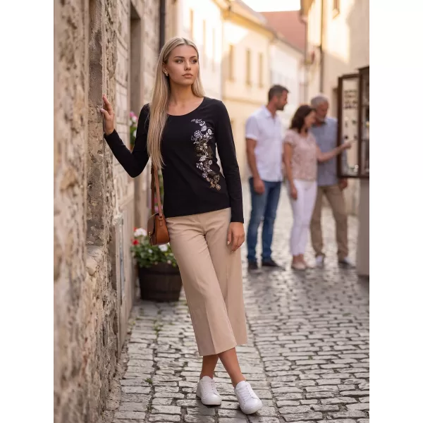  Dámské triko s dlouhým rukávem ALTISPORT CARRYOVER ALW029169 ČERNOZLATÁ 