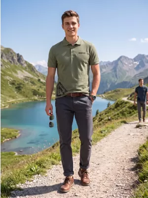 Férfi póló gallérral ALTISPORT ALM013203 KHAKI