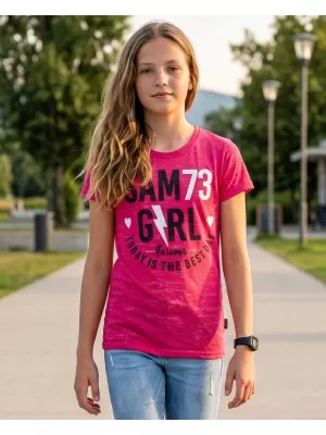 Lány t -póló rövid ujjú SAM 73 KYLIE GT 549 SÖTÉT RÓZSASZÍNŰ