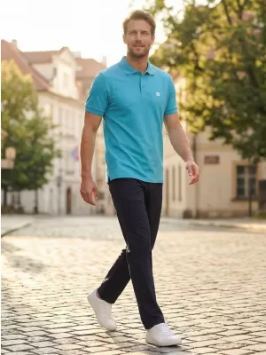 Pánské triko s límečkem ALTISPORT CARRYOVER ALM065203 TYRKYSOVÁ