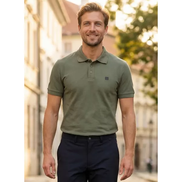  Pánské triko s límečkem ALTISPORT CARRYOVER ALM065203 KHAKI 